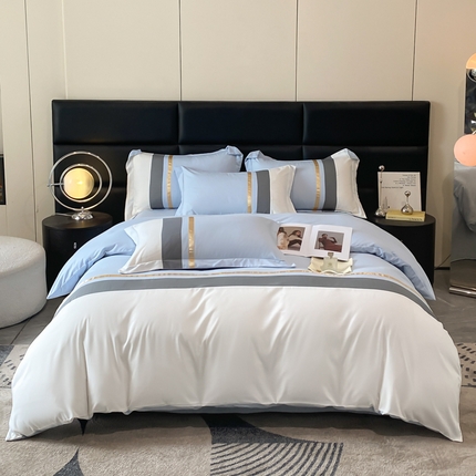 91家纺网 家纺一手货源 找家纺 （总）苏源家居 2024新款亲肤棉纯色双拼轻奢北欧四件套-典雅系列