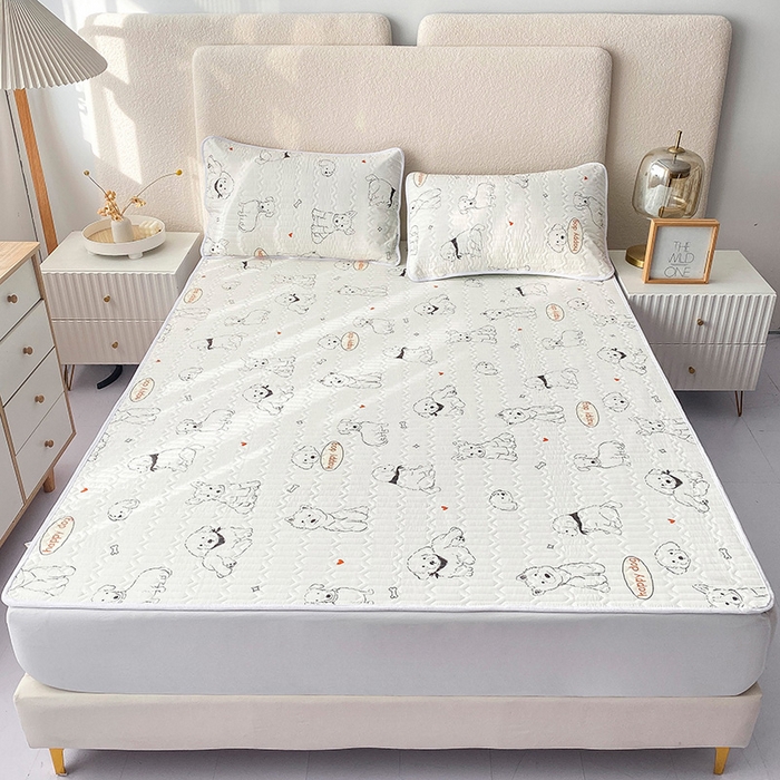 91家纺网 家纺一手货源 找家纺 恋绒家纺 2025新款一面棉一面绒全棉护理垫防水隔尿垫 宠物派对