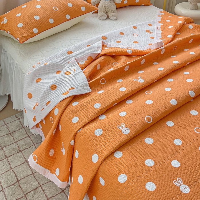 91家纺网 家纺一手货源 找家纺 羽爱家纺 2024新款全棉水洗棉花芯床盖套件 点点星光