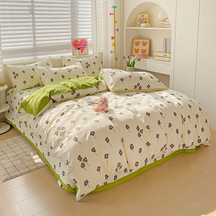 91家纺网 家纺一手货源 找家纺 羽爱家纺 2024新款全棉水洗棉花芯床盖套件 梦想