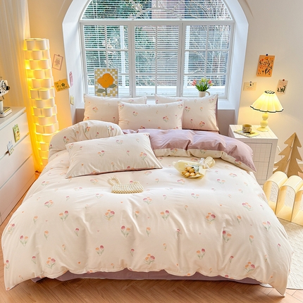 沐棉家居 2024新款小清新全棉13372印花四件套 浅浅花香