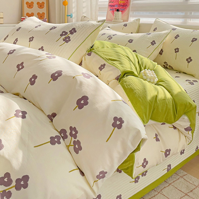 91家纺网 家纺一手货源 找家纺 （总）羽爱家纺 2024新款全棉水洗棉花芯床盖套件