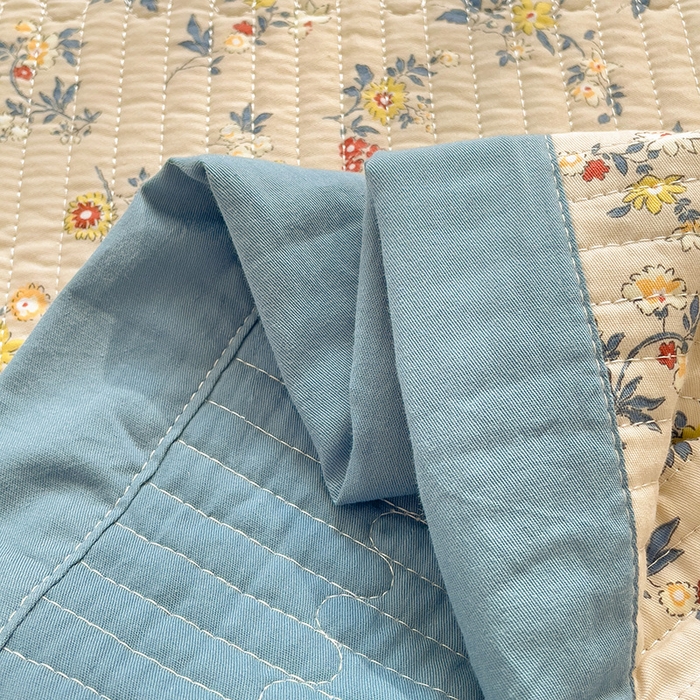91家纺网 家纺一手货源 找家纺 羽爱家纺 2024新款全棉水洗棉花芯床盖套件 春色满园 