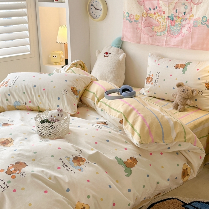 91家纺网 家纺一手货源 找家纺 昔可家纺 2024开春新款全棉印花四件套 夏日小胖墩