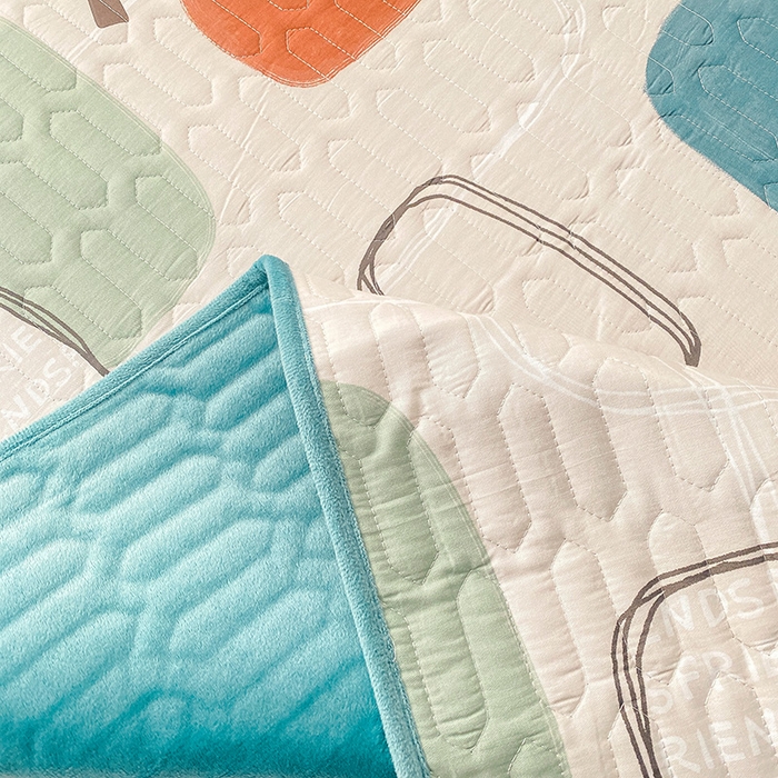 91家纺网 家纺一手货源 找家纺 恋绒家纺 2025新款一面棉一面绒全棉护理垫防水隔尿垫 玩转色块