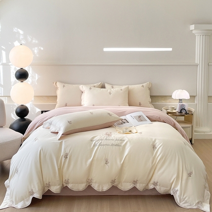 91家纺网 家纺一手货源 找家纺 理想家家纺 2024新款全棉刺绣13372四件套-罗拉 罗拉白