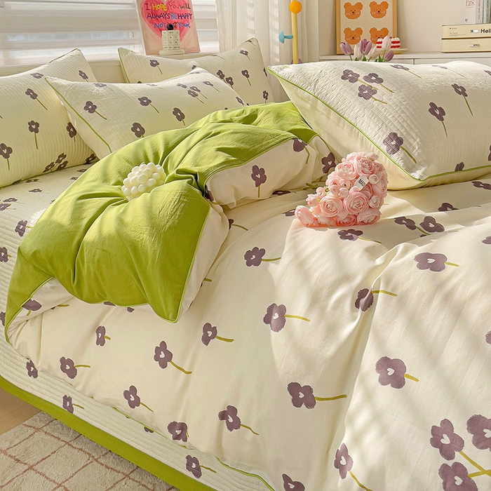 91家纺网 家纺一手货源 找家纺 羽爱家纺 2024新款全棉水洗棉花芯床盖套件 梦想