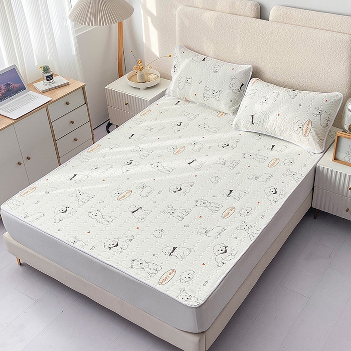 91家纺网 家纺一手货源 找家纺 恋绒家纺 2025新款一面棉一面绒全棉护理垫防水隔尿垫 宠物派对