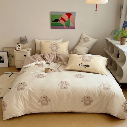 桃喜 2024新款全棉卡通数码印花混搭系列四件套 邦尼兔