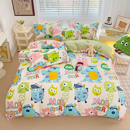 91家纺网 家纺一手货源 找家纺 （总）楠沐家纺 2025新款亲肤柔软水洗棉磨毛印花四件套