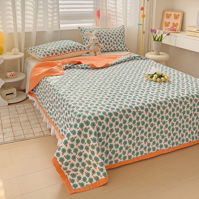 91家纺网 家纺一手货源 找家纺 羽爱家纺 2024新款全棉水洗棉花芯床盖套件 烂漫森林