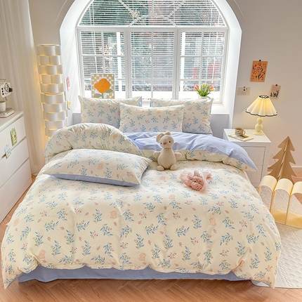 91家纺网 家纺一手货源 找家纺 （总）沐棉家居 2024新款小清新全棉13372印花四件套