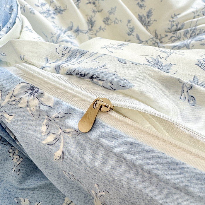 91家纺网 家纺一手货源 找家纺 沐棉家居 2024新款小清新全棉13372印花四件套 浅影