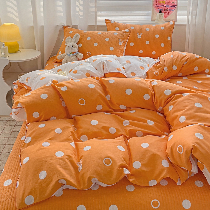 91家纺网 家纺一手货源 找家纺 羽爱家纺 2024新款全棉水洗棉花芯床盖套件 点点星光