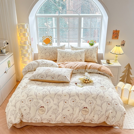 沐棉家居 2024新款小清新全棉13372印花四件套 娜朵