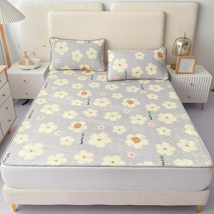 91家纺网 家纺一手货源 找家纺 恋绒家纺 2025新款一面棉一面绒全棉护理垫防水隔尿垫 花梦熊