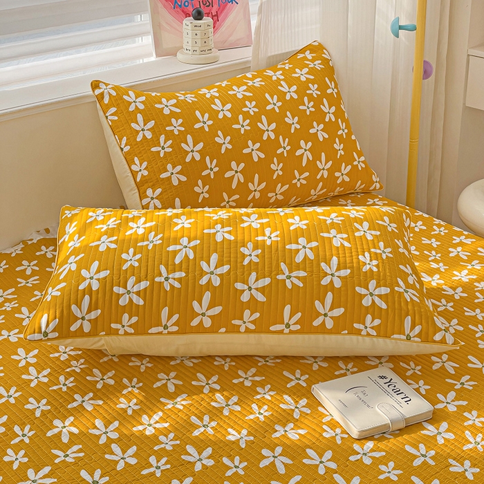 91家纺网 家纺一手货源 找家纺 羽爱家纺 2024新款全棉水洗棉花芯床盖套件 向阳花