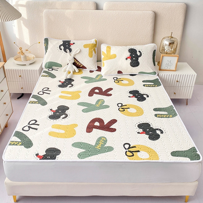 91家纺网 家纺一手货源 找家纺 恋绒家纺 2025新款一面棉一面绒全棉护理垫防水隔尿垫 动感字母