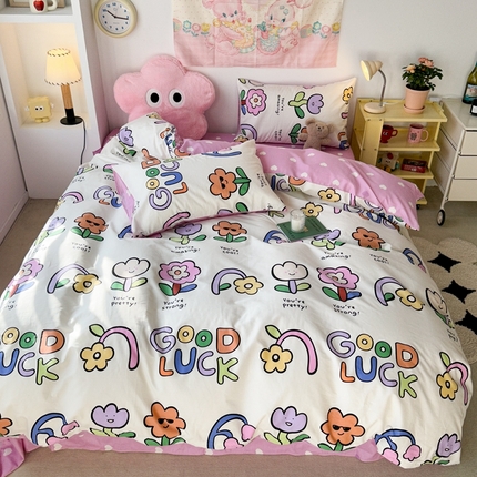 昔可家纺 2024开春新款全棉印花四件套 彩色异形花