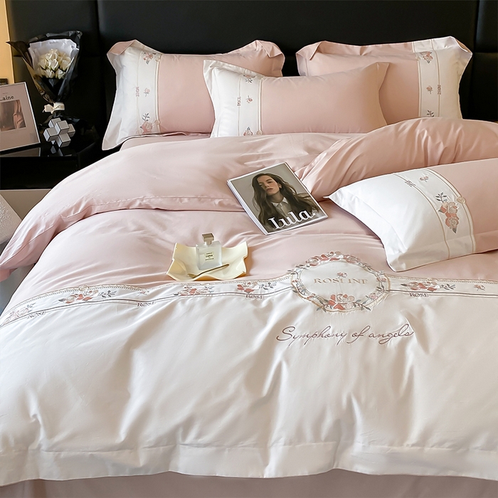 91家纺网 家纺一手货源 找家纺 理想家家纺 2024新款全棉刺绣四件套13372露丝 露丝粉