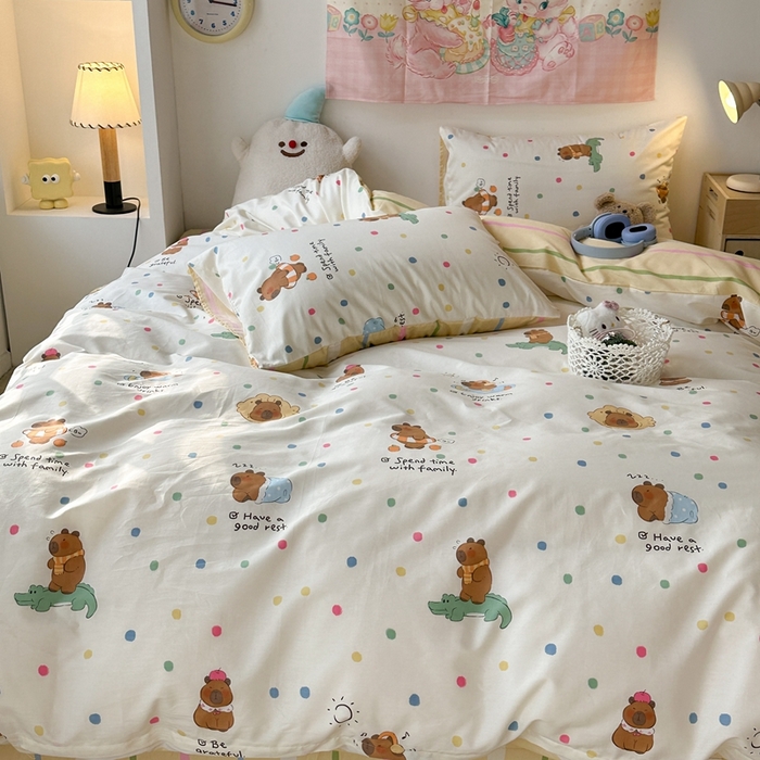 91家纺网 家纺一手货源 找家纺 昔可家纺 2024开春新款全棉印花四件套 夏日小胖墩