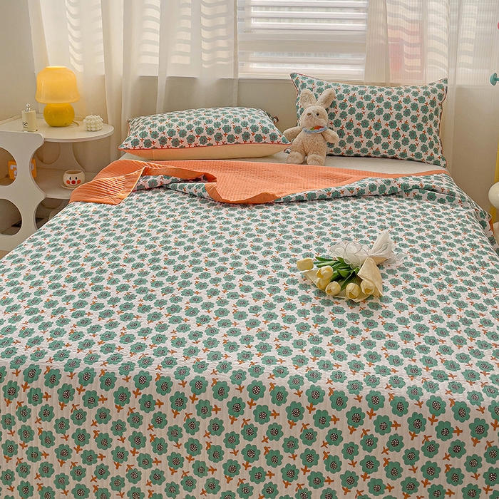 91家纺网 家纺一手货源 找家纺 羽爱家纺 2024新款全棉水洗棉花芯床盖套件 烂漫森林