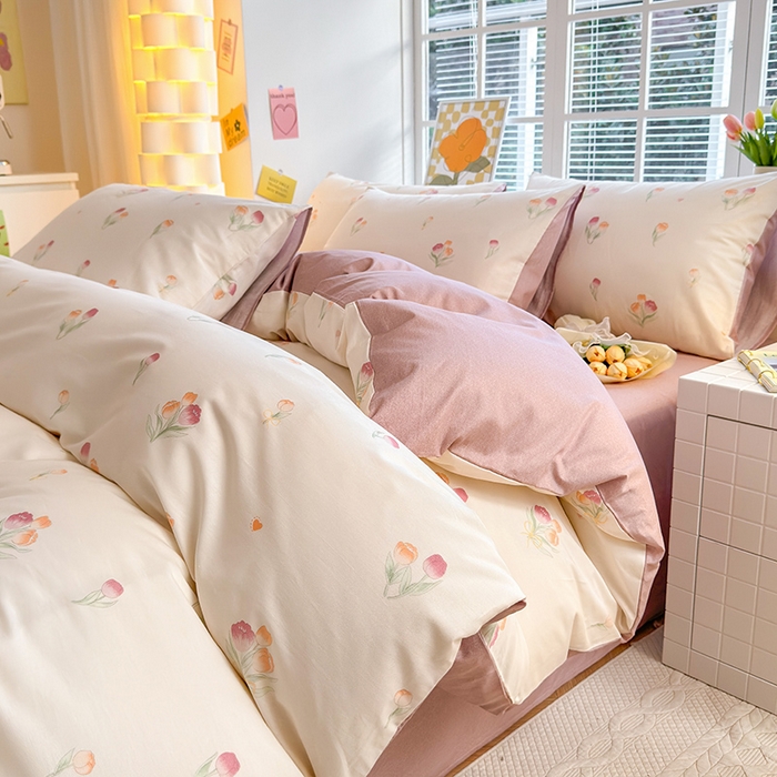 91家纺网 家纺一手货源 找家纺 沐棉家居 2024新款小清新全棉13372印花四件套 浅浅花香