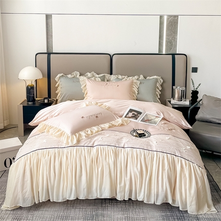 91家纺网 家纺一手货源 找家纺 栩裕纺织 2025新款轻奢法式花边绣花四件套 柏林少女