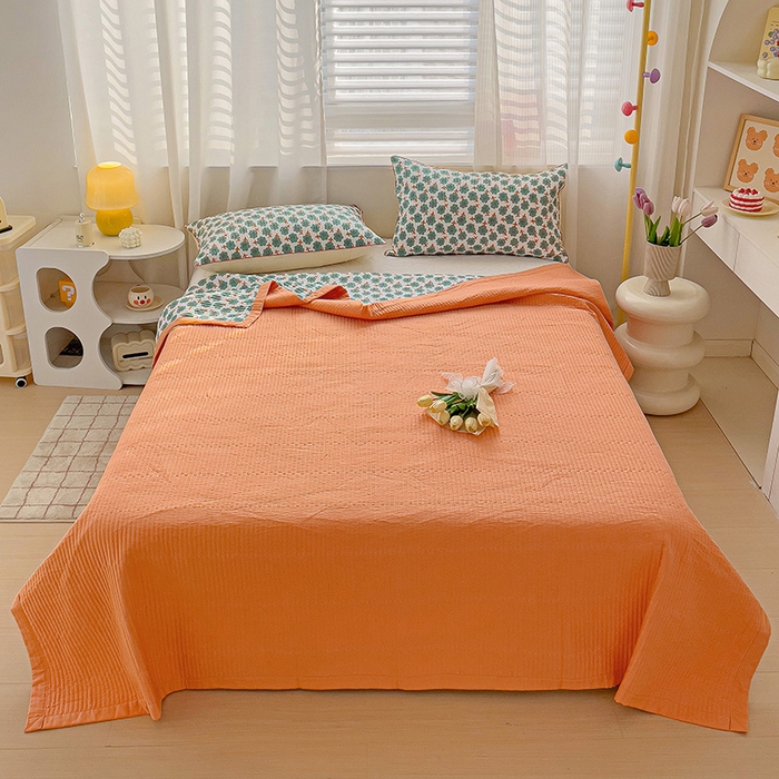 91家纺网 家纺一手货源 找家纺 羽爱家纺 2024新款全棉水洗棉花芯床盖套件 烂漫森林