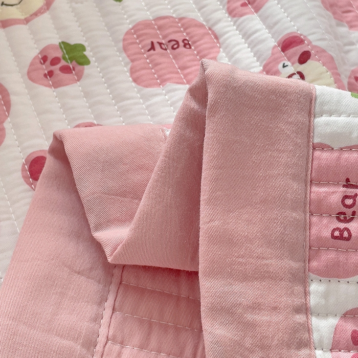 91家纺网 家纺一手货源 找家纺 羽爱家纺 2024新款全棉水洗棉花芯床盖套件 可可熊