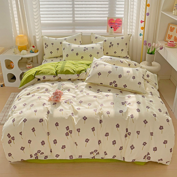 91家纺网 家纺一手货源 找家纺 羽爱家纺 2024新款全棉水洗棉花芯床盖套件 梦想