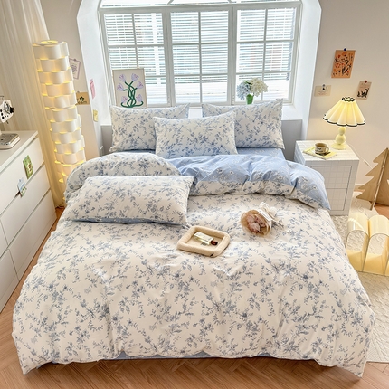 沐棉家居 2024新款小清新全棉13372印花四件套 浅影