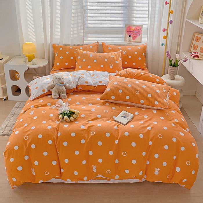 91家纺网 家纺一手货源 找家纺 羽爱家纺 2024新款全棉水洗棉花芯床盖套件 点点星光