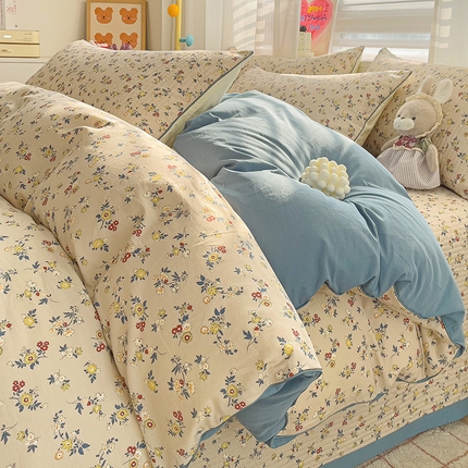 91家纺网 家纺一手货源 找家纺 （总）羽爱家纺 2024新款全棉水洗棉花芯床盖套件