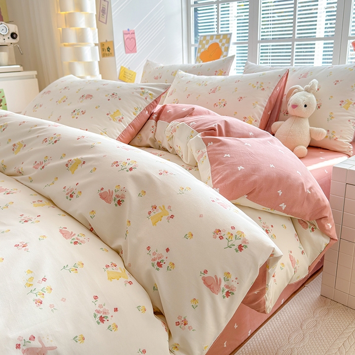 91家纺网 家纺一手货源 找家纺 （总）沐棉家居 2024新款小清新全棉13372印花四件套