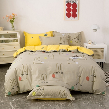 91家纺网 家纺一手货源 找家纺 （总）时尚小动物系列全棉13372四件套（加老板微信有会员价）