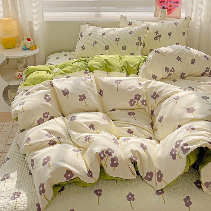 91家纺网 家纺一手货源 找家纺 羽爱家纺 2024新款全棉水洗棉花芯床盖套件 梦想