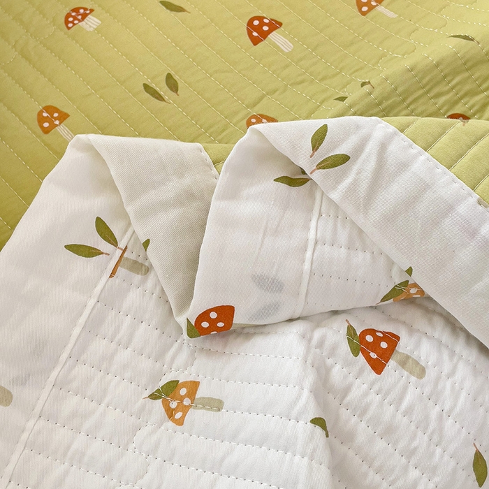 91家纺网 家纺一手货源 找家纺 羽爱家纺 2024新款全棉水洗棉花芯床盖套件 蘑菇屋