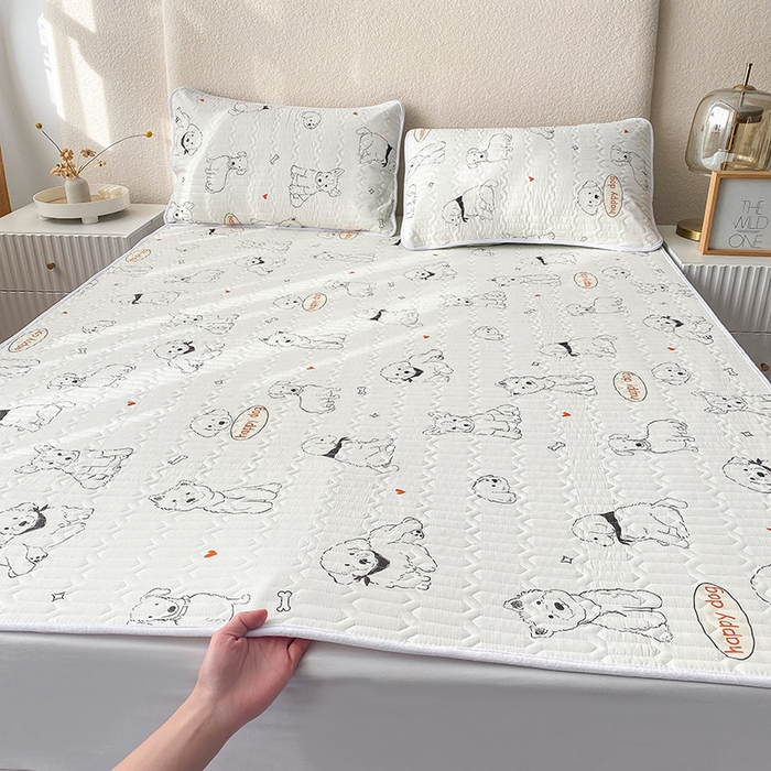 91家纺网 家纺一手货源 找家纺 恋绒家纺 2025新款一面棉一面绒全棉护理垫防水隔尿垫 宠物派对