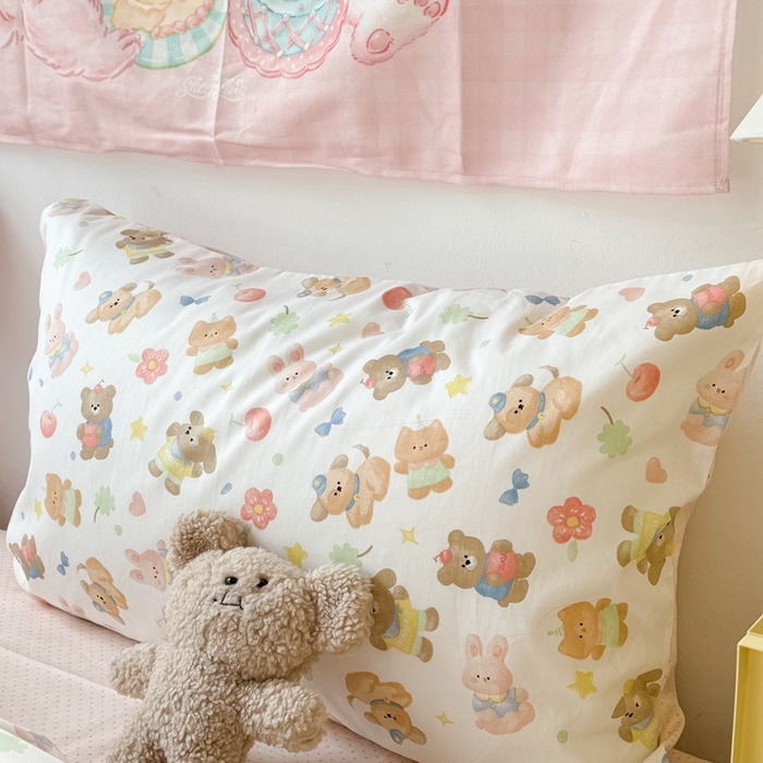 91家纺网 家纺一手货源 找家纺 昔可家纺 2024开春新款全棉印花四件套 苹果油画熊