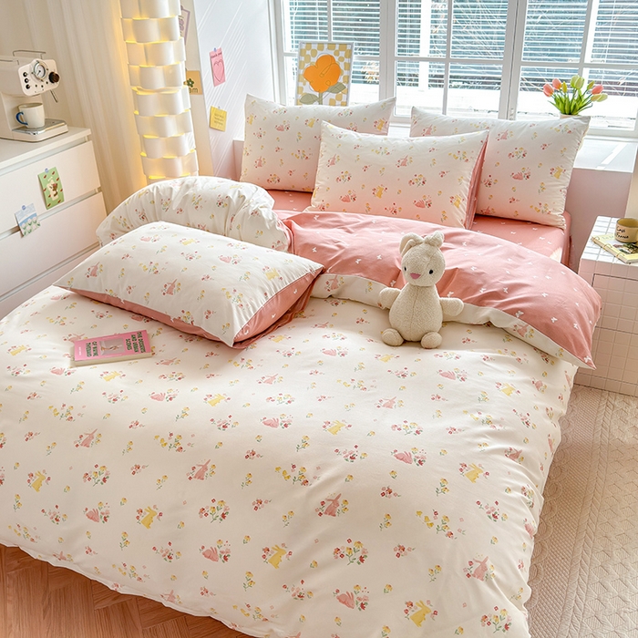 91家纺网 家纺一手货源 找家纺 （总）沐棉家居 2024新款小清新全棉13372印花四件套