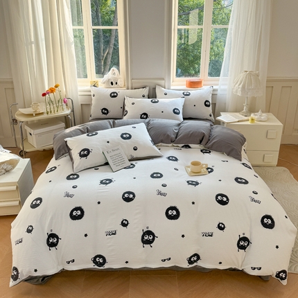 91家纺网 家纺一手货源 找家纺 （总）一比一 2024新款直播爆款泡泡棉四件套现货供应