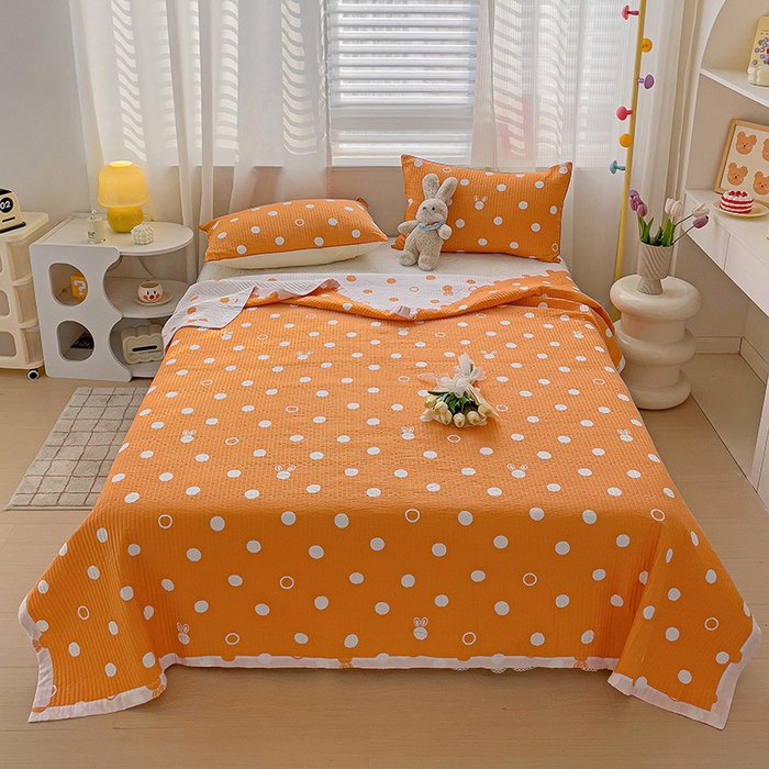 91家纺网 家纺一手货源 找家纺 羽爱家纺 2024新款全棉水洗棉花芯床盖套件 点点星光