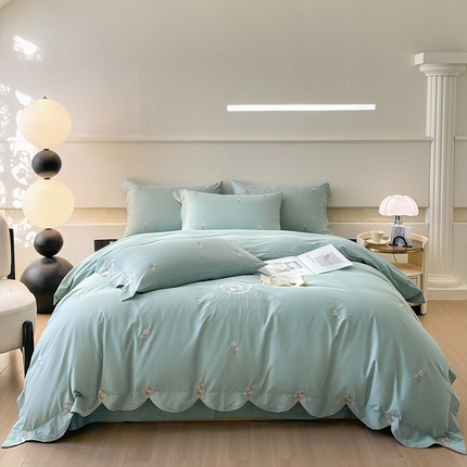 理想家家纺 2024新款全棉刺绣13372四件套-罗拉 罗拉绿