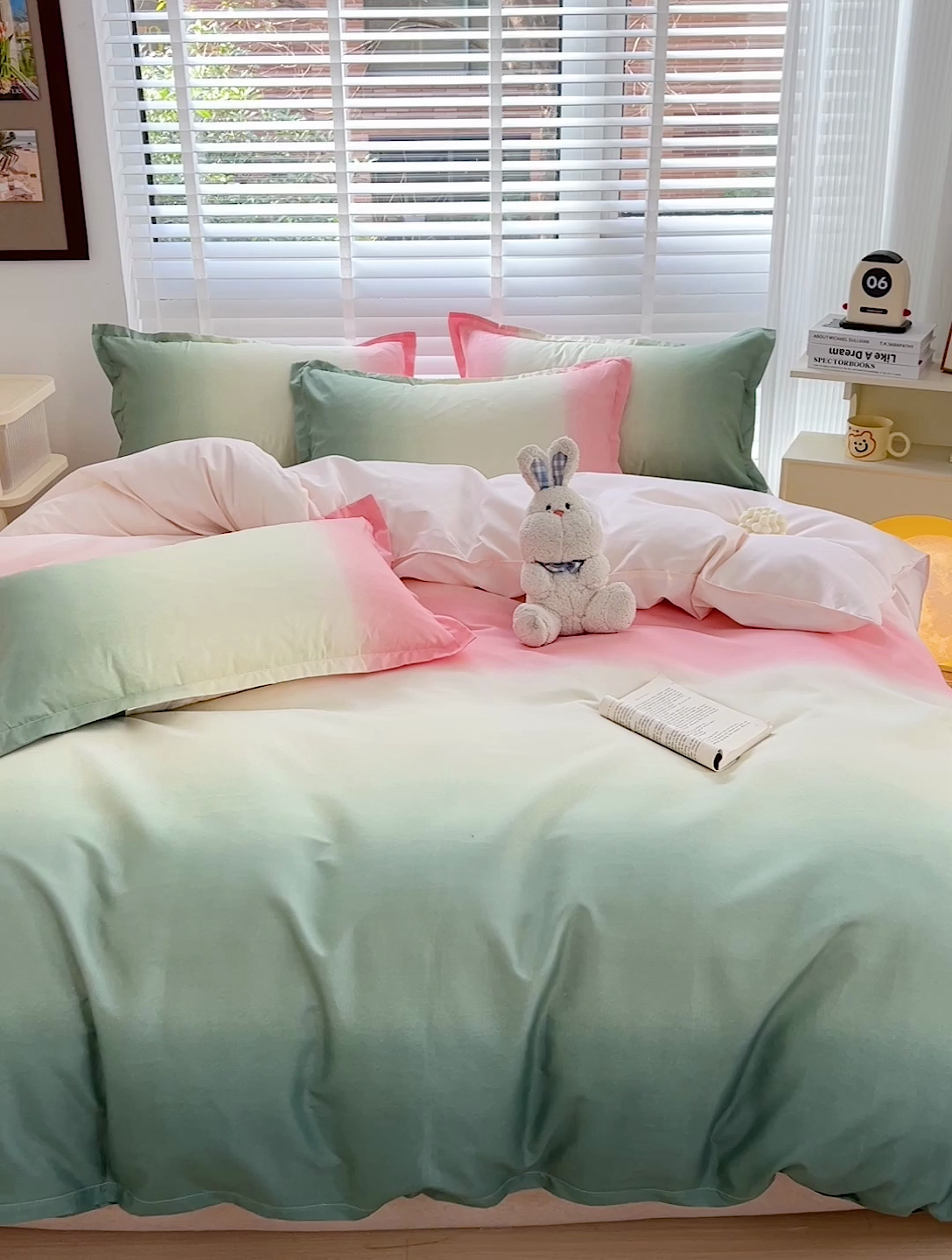 91家纺网 家纺一手货源 找家纺 楠沐家纺 2025新款亲肤柔软水洗棉磨毛印花四件套 松石粉绿