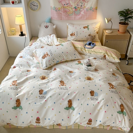 91家纺网 家纺一手货源 找家纺 昔可家纺 2024开春新款全棉印花四件套 夏日小胖墩