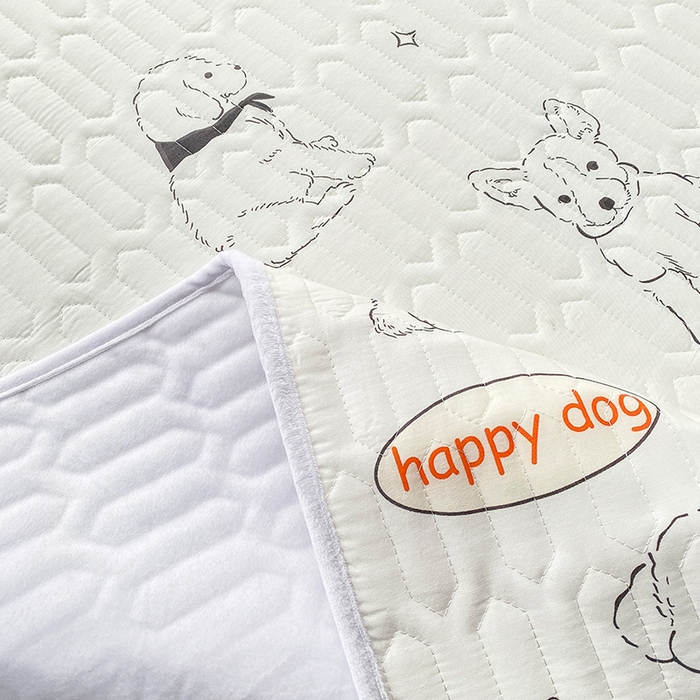 91家纺网 家纺一手货源 找家纺 恋绒家纺 2025新款一面棉一面绒全棉护理垫防水隔尿垫 宠物派对