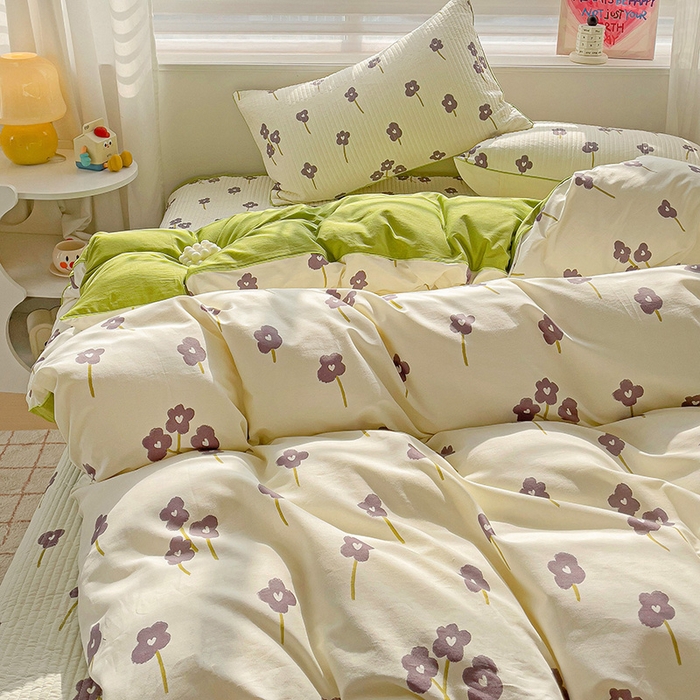 91家纺网 家纺一手货源 找家纺 羽爱家纺 2024新款全棉水洗棉花芯床盖套件 梦想