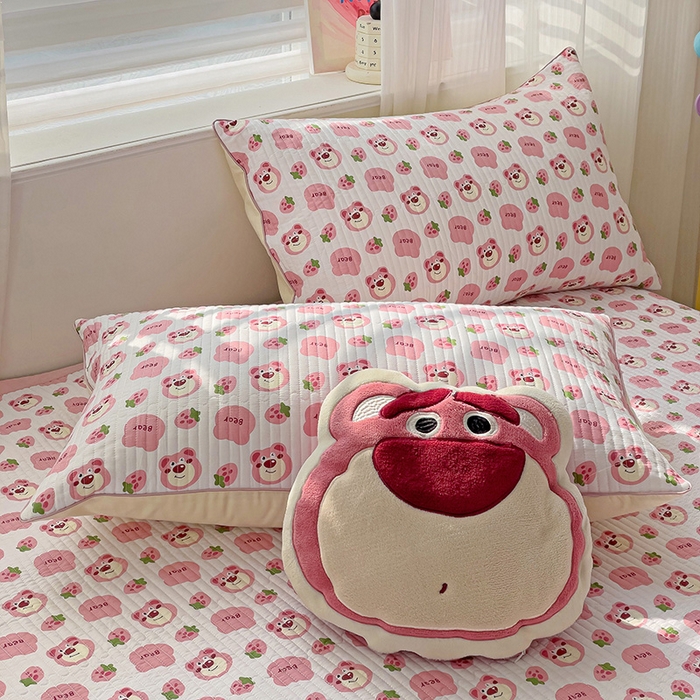 91家纺网 家纺一手货源 找家纺 羽爱家纺 2024新款全棉水洗棉花芯床盖套件 可可熊