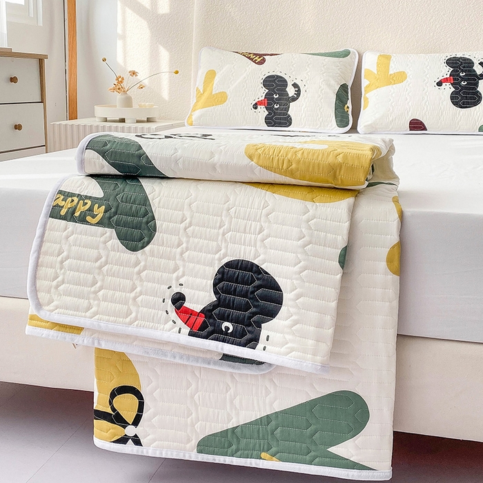 91家纺网 家纺一手货源 找家纺 恋绒家纺 2025新款一面棉一面绒全棉护理垫防水隔尿垫 动感字母